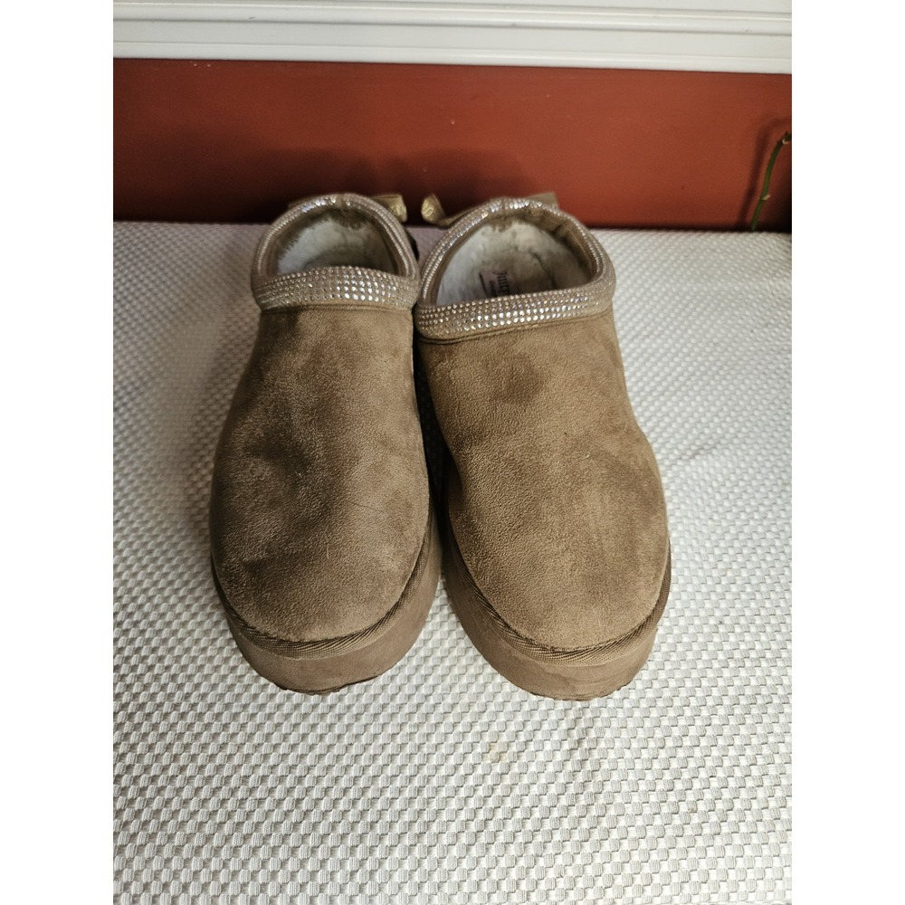 Juicy Couture Olyana Rhinestone Clog Slippers - Chestnut Brown Size 6.5